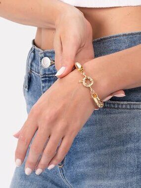 Barzel 18K Gold Plated Popcorn Mesh Bracelet for Women, 7.5 Inches - Made in Bra